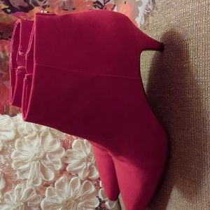 Adorable red suede booties
